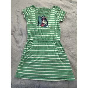 Disney Girl's Aulani Resort Minnie Mouse Green White Striped Dress Sz XL